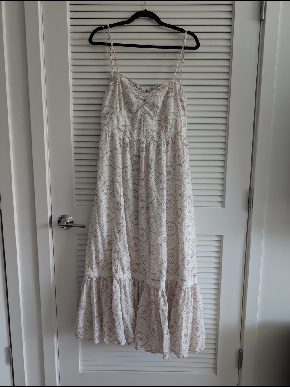 American Eagle Floral Open Back Tiered Maxi Dress Large